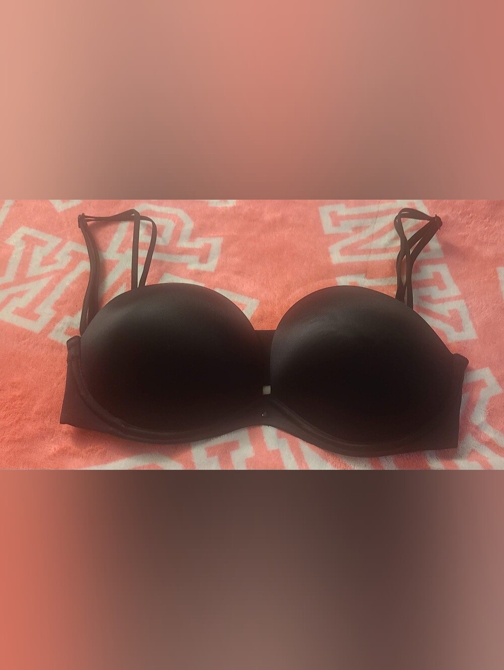 Victoria's Secret 34D Black Strapless Push-Up Bra with Removable Straps